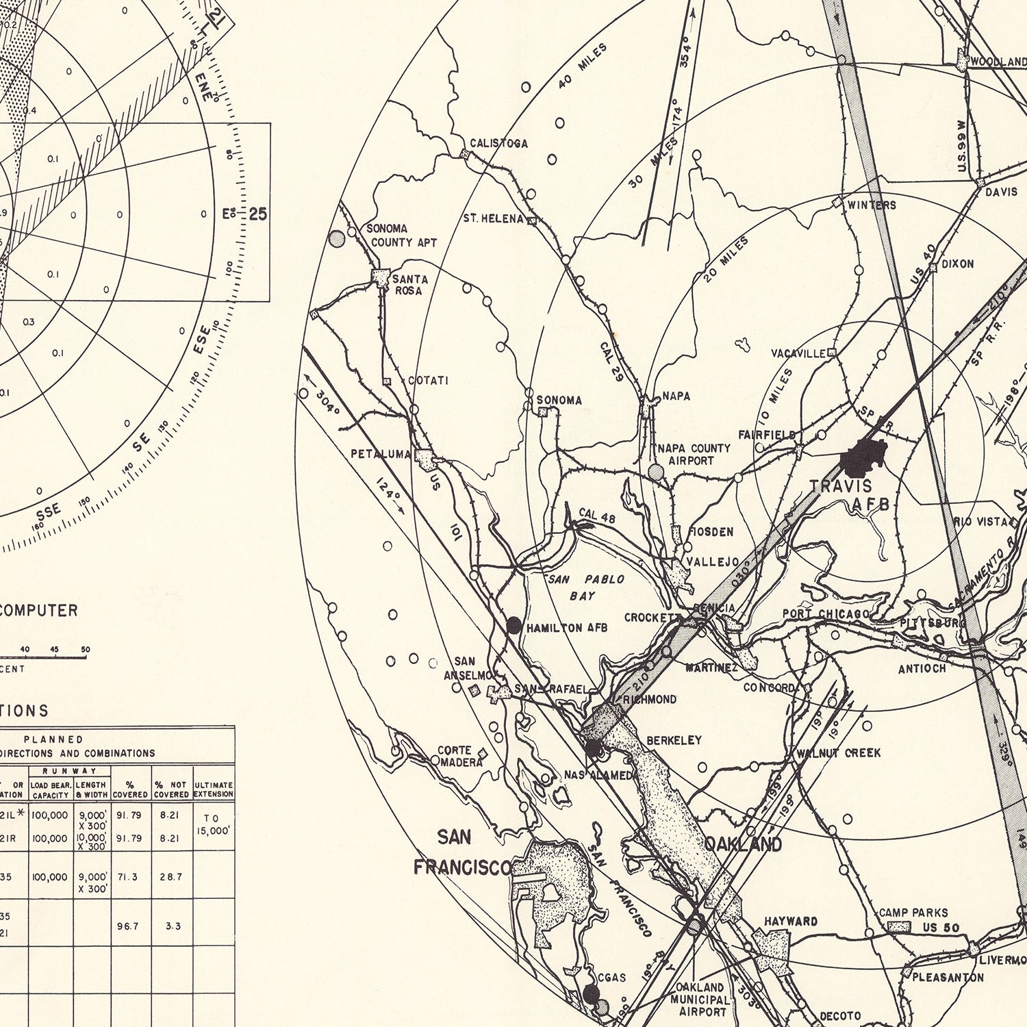 Vintage Map of the Travis Air Force Base Vicinity, 1951