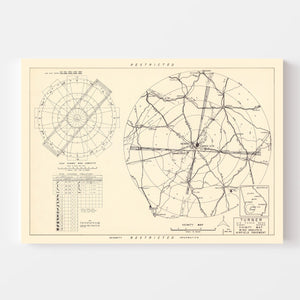 Vintage Map of the Turner Air Force Base Vicinity, 1951
