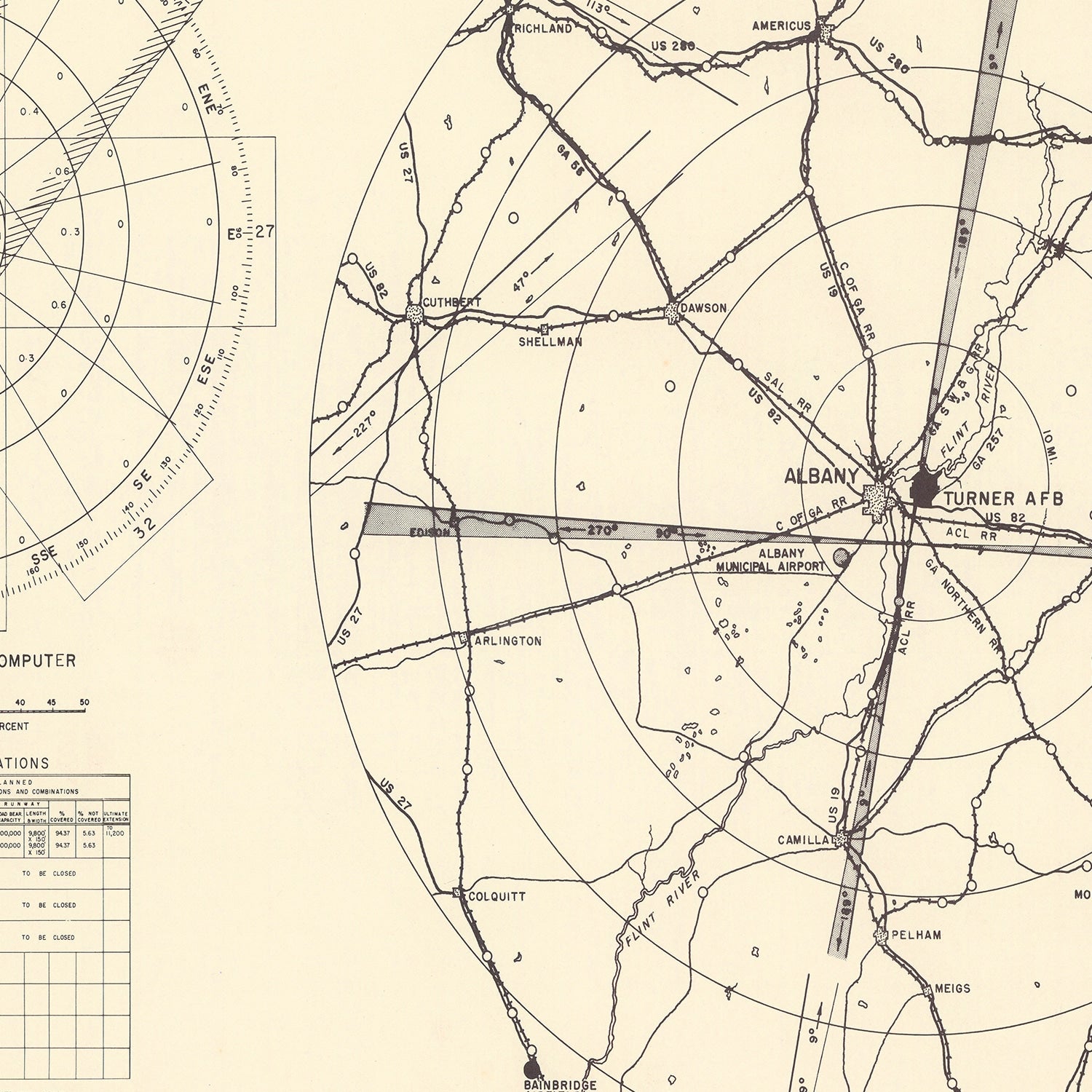Vintage Map of the Turner Air Force Base Vicinity, 1951