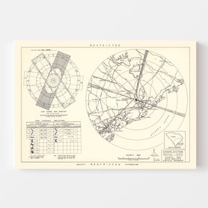 Vintage Map of the Charleston Municipal Airport Vicinity, 1952