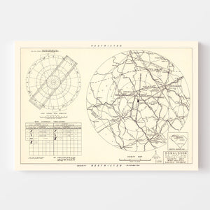 Vintage Map of the Donaldson Air Force Base Vicinity, 1952