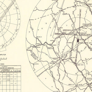Vintage Map of the Donaldson Air Force Base Vicinity, 1952