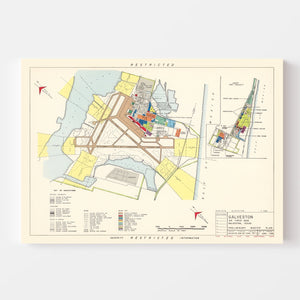Vintage Map of Galveston Air Force Base, 1952