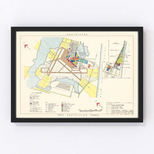 Vintage Map of Galveston Air Force Base, 1952