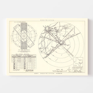 Vintage Map of the Galveston Air Force Base Vicinity, 1952