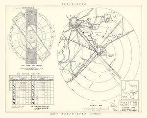 Vintage Map of the Galveston Air Force Base Vicinity, 1952