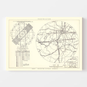 Vintage Map of the Godman Air Force Base Vicinity, 1951
