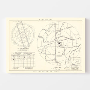 Vintage Map of the Larson Air Force Base Vicinity, 1951