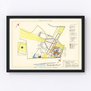 Vintage Map of Myrtle Beach Air Base, 1952