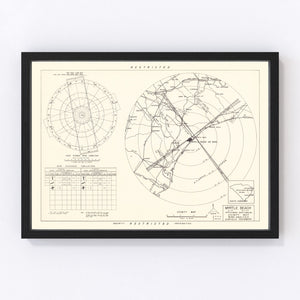 Vintage Map of the Myrtle Beach Air Base Vicinity, 1952