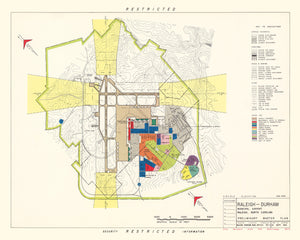 Vintage Map of Raleigh - Durham Municipal Airport, 1952