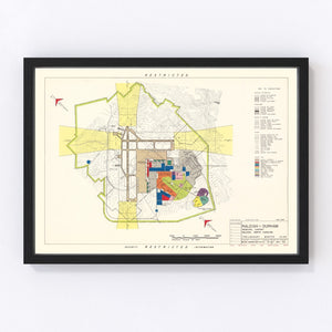Vintage Map of Raleigh - Durham Municipal Airport, 1952