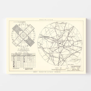 Vintage Map of the Raleigh - Durham Municipal Airport Vicinity, 1952