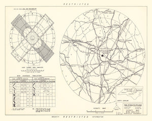 Vintage Map of the Raleigh - Durham Municipal Airport Vicinity, 1952