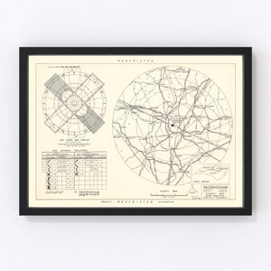 Vintage Map of the Raleigh - Durham Municipal Airport Vicinity, 1952
