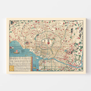 Vintage Map of Tokyo, Japan 1854
