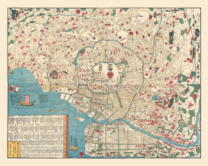 Vintage Map of Tokyo, Japan 1854