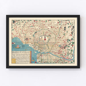 Vintage Map of Tokyo, Japan 1854