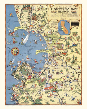 Vintage Map of Monterey Bay, 1932