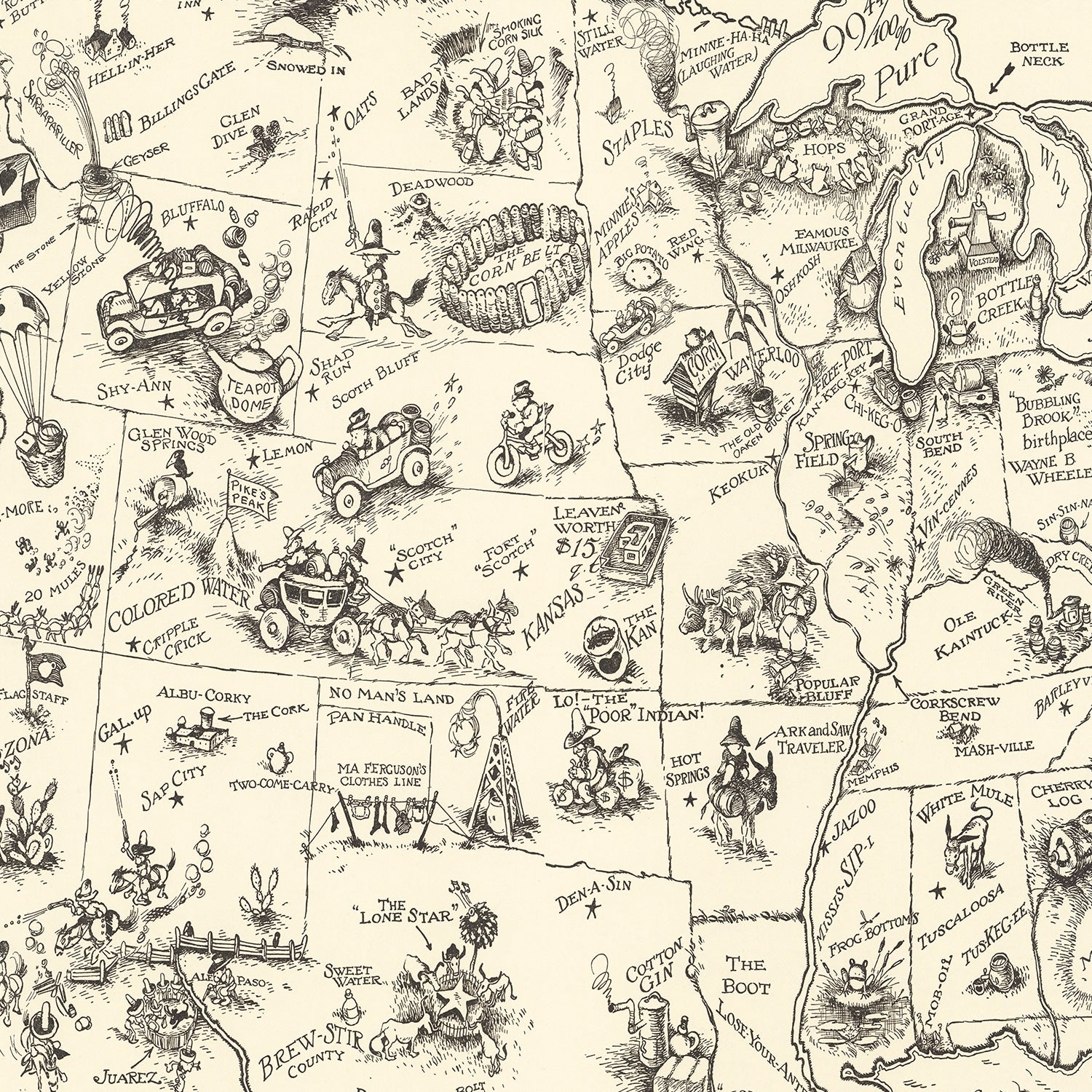 Vintage Map of United States 1926