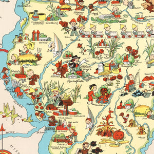 Vintage Map of Illinois 1935