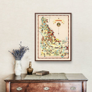 Vintage Map of Idaho 1935