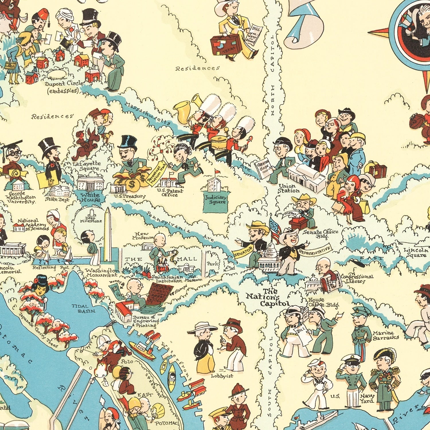 Vintage Map of Washington DC 1935