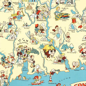 Vintage Map of Connecticut 1935