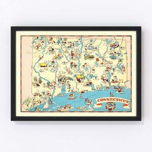 Vintage Map of Connecticut 1935