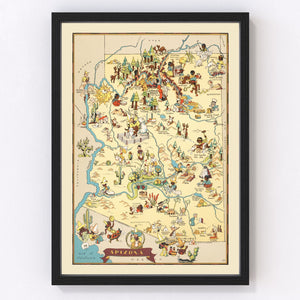 Vintage Map of Arizona 1935