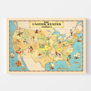 Vintage Map of United States 1935