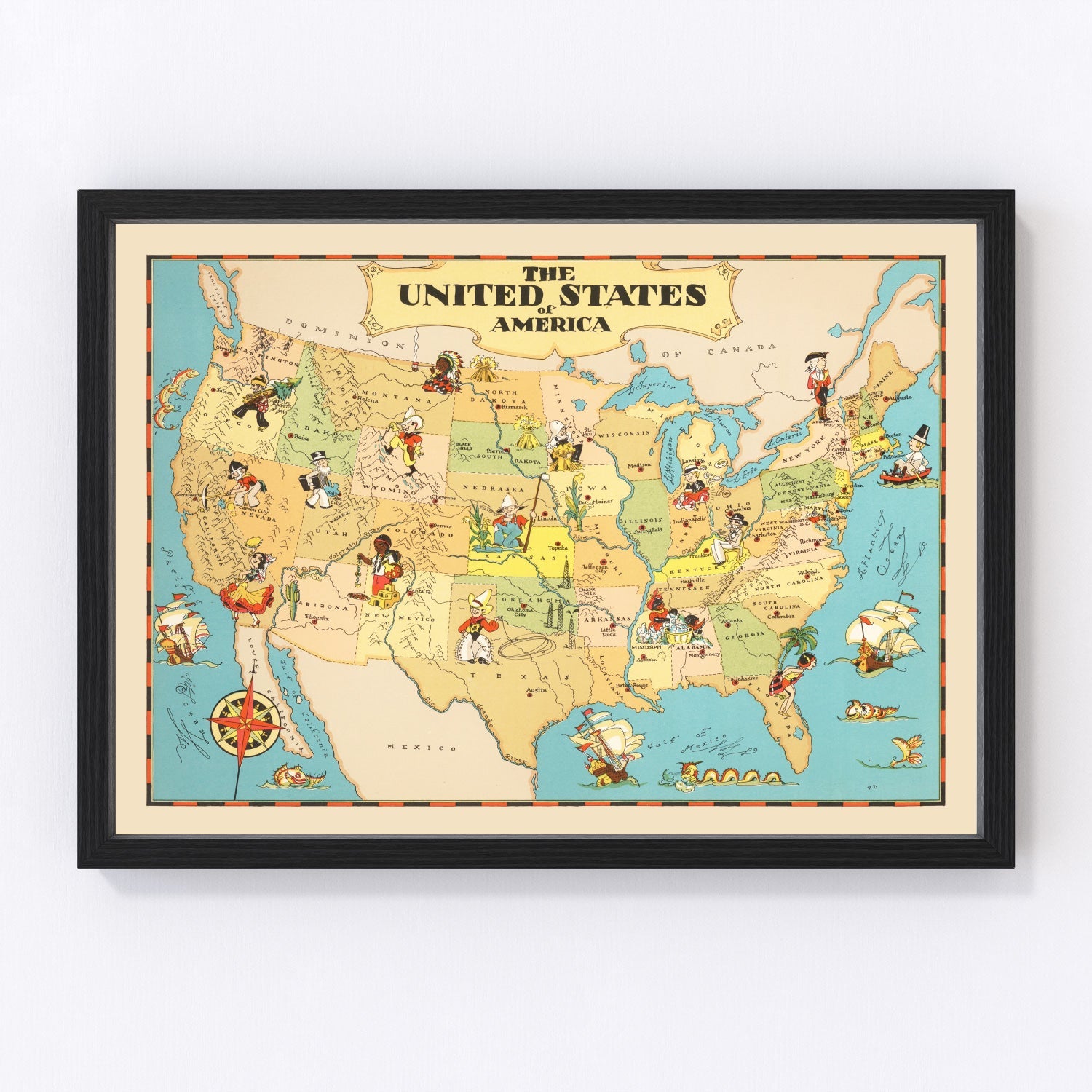 Vintage Map of United States 1935