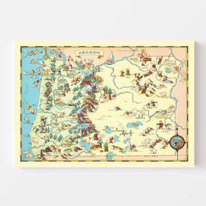 Vintage Map of Oregon 1935