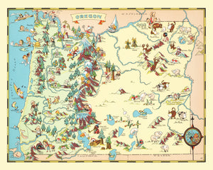 Vintage Map of Oregon 1935