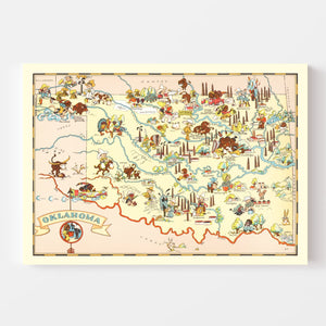 Vintage Map of Oklahoma 1935