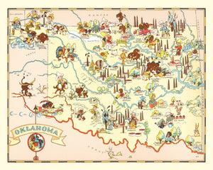 Vintage Map of Oklahoma 1935