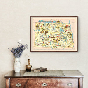 Vintage Map of North Dakota 1935