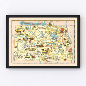 Vintage Map of North Dakota 1935