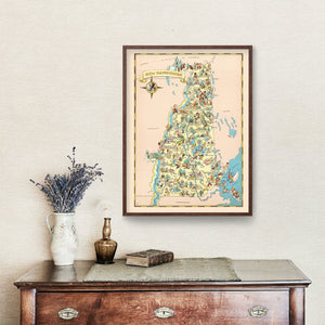 Vintage Map of New Hampshire 1935