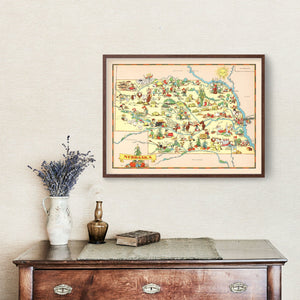 Vintage Map of Nebraska 1935