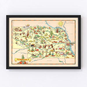 Vintage Map of Nebraska 1935