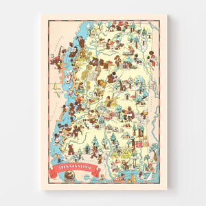 Vintage Map of Mississippi 1935
