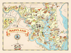 Vintage Map of Maryland 1935