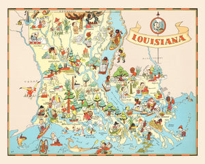 Vintage Map of Louisiana 1935