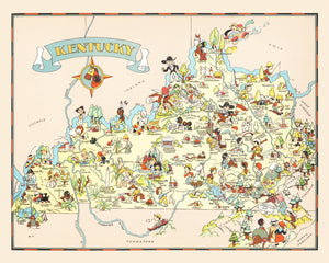Vintage Map of Kentucky 1935