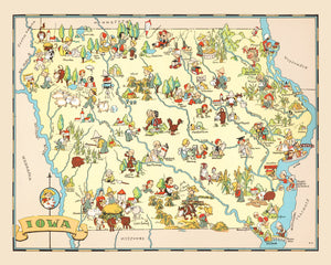Vintage Map of Iowa 1935