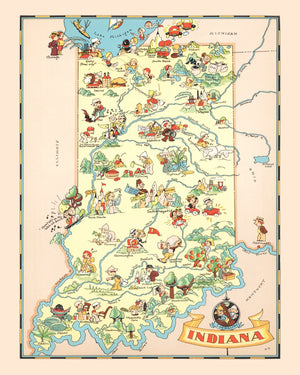 Vintage Map of Indiana 1935