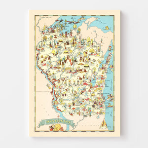 Vintage Map of Wisconsin 1935
