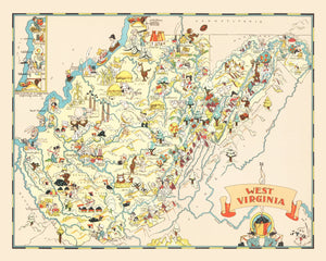 Vintage Map of West Virginia 1935