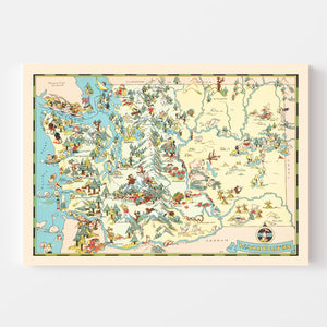 Vintage Map of Washington 1935